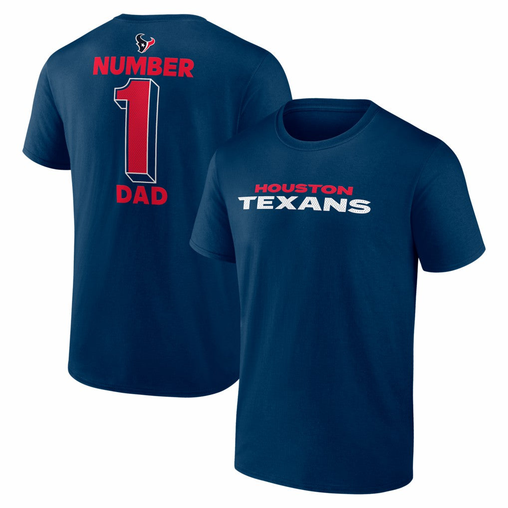 Houston Texans #1 Dad Jersey T-Shirt Navy | NFL