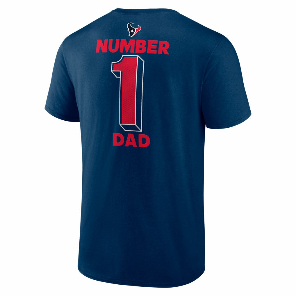 Houston Texans #1 Dad Jersey T-Shirt Navy | NFL