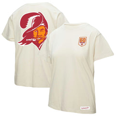 Tampa Bay Buccaneers Women's 50th Season Pirate Oversized Boyfriend T-Shirt Cream | Mitchell & Ness