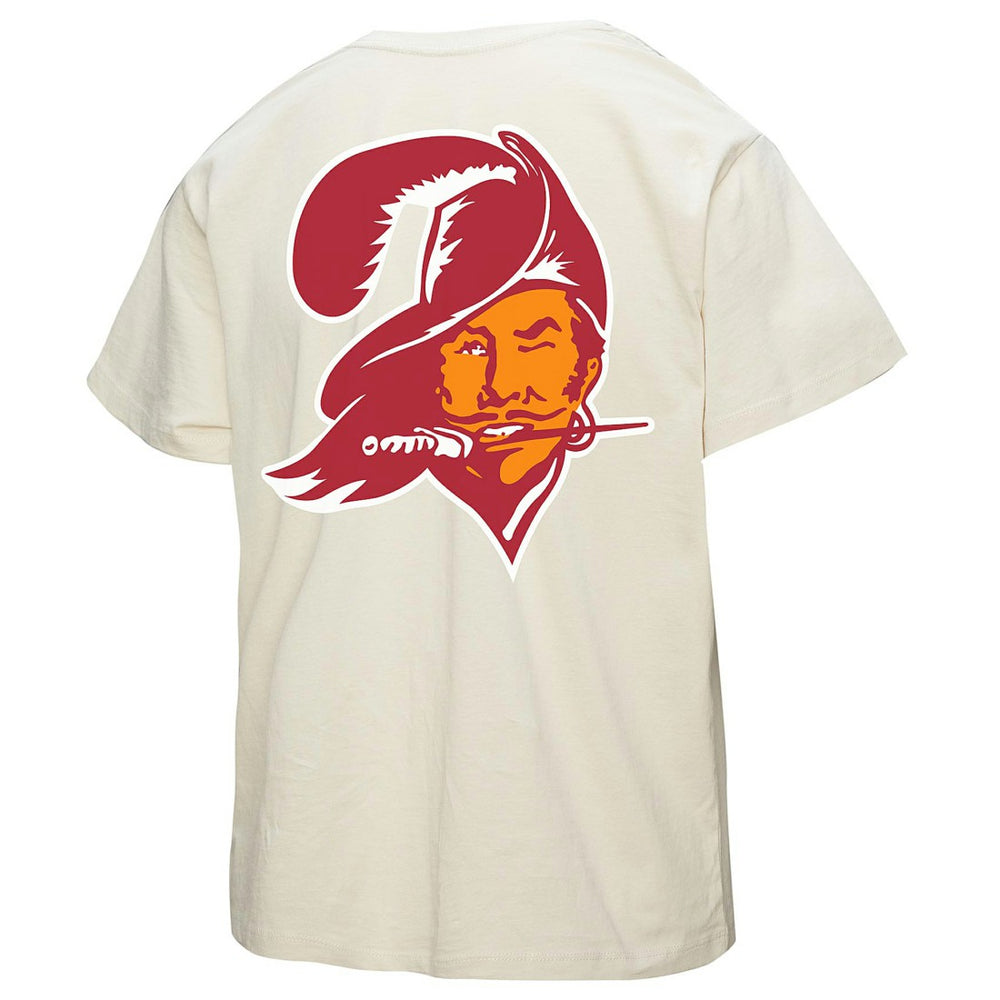 Tampa Bay Buccaneers Women's 50th Season Pirate Oversized Boyfriend T-Shirt Cream | Mitchell & Ness