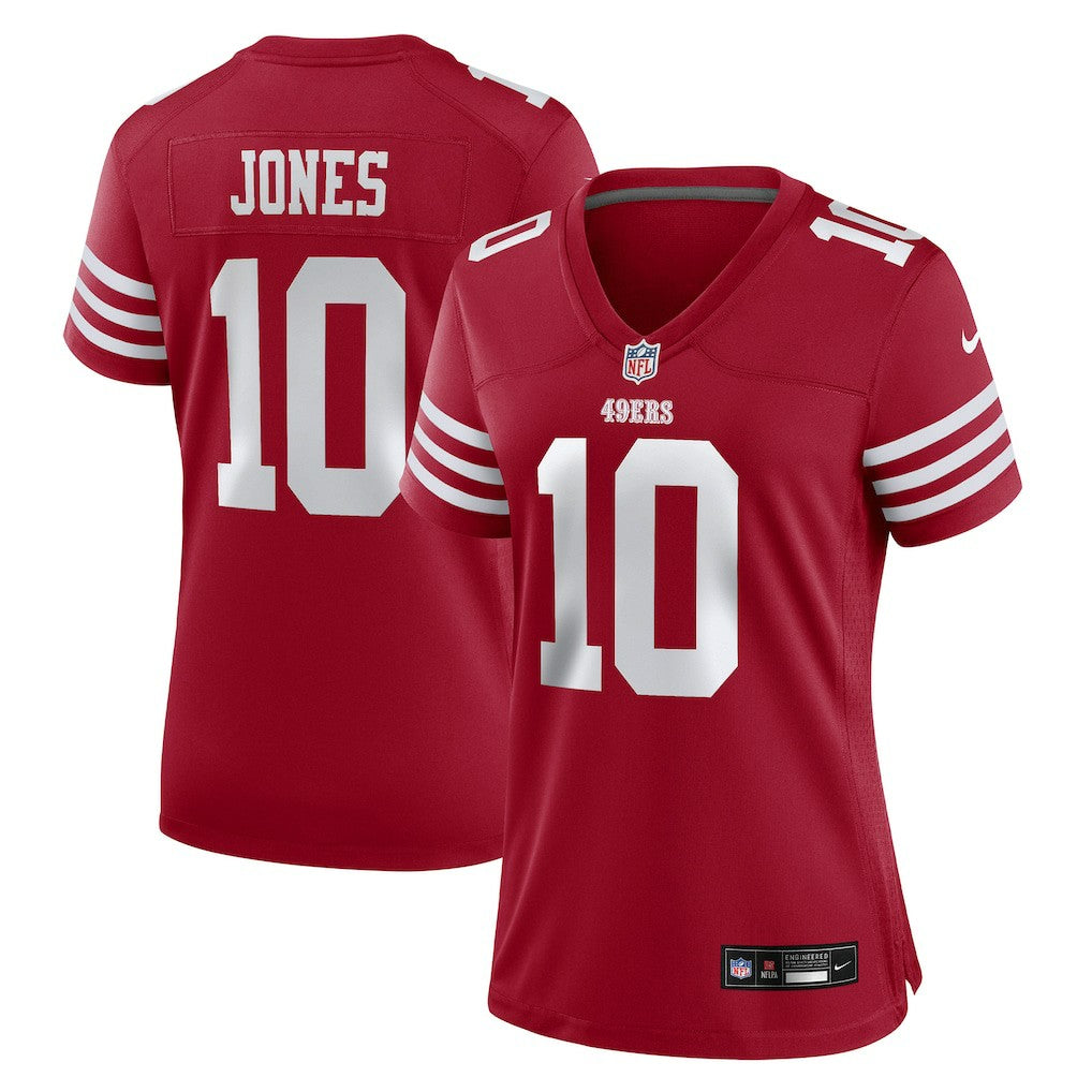 Mac Jones San Francisco 49ers Women's Team Game Jersey Scarlet | Nike for Sale