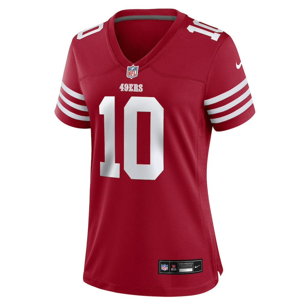 Mac Jones San Francisco 49ers Women's Team Game Jersey Scarlet | Nike for Sale