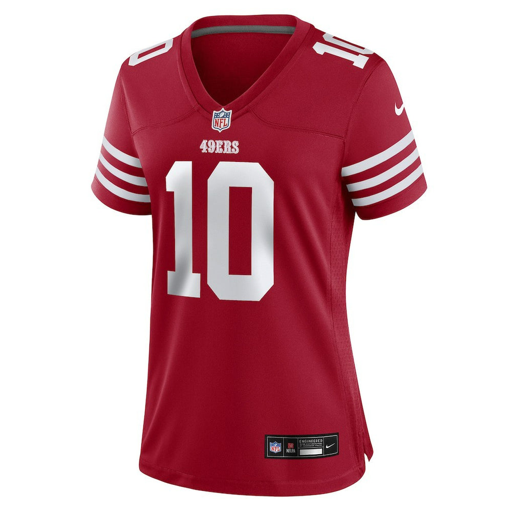 Mac Jones San Francisco 49ers Women's Team Game Jersey Scarlet | Nike for Sale