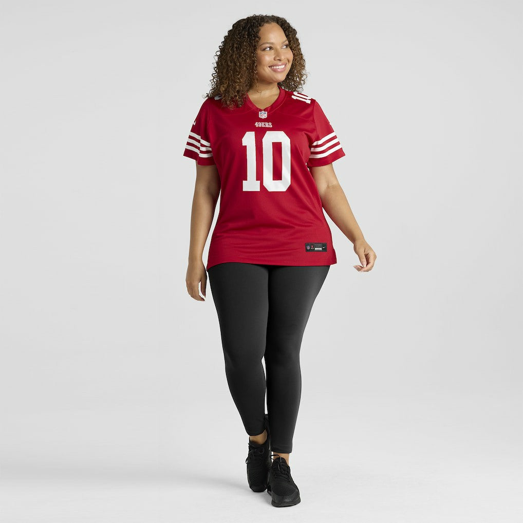 Mac Jones San Francisco 49ers Women's Team Game Jersey Scarlet | Nike for Sale