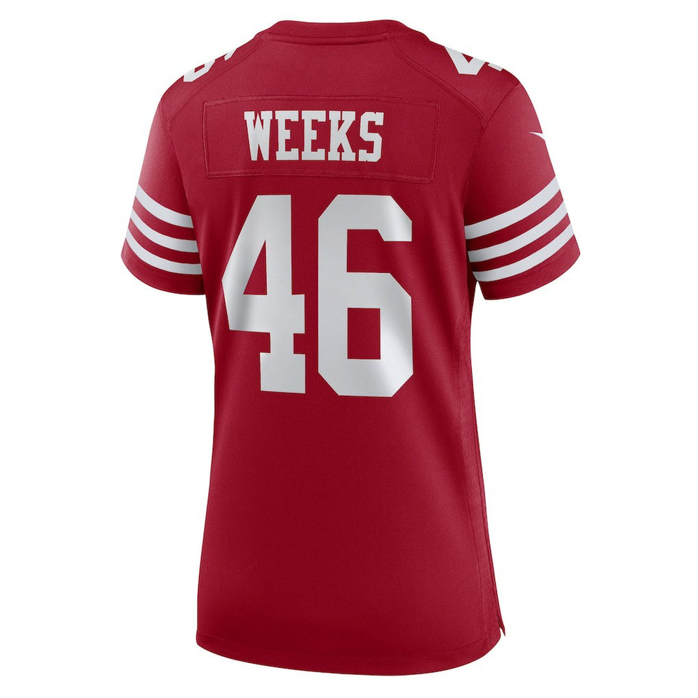 Jon Weeks San Francisco 49ers Women's Team Game Jersey Scarlet | Nike for Sale