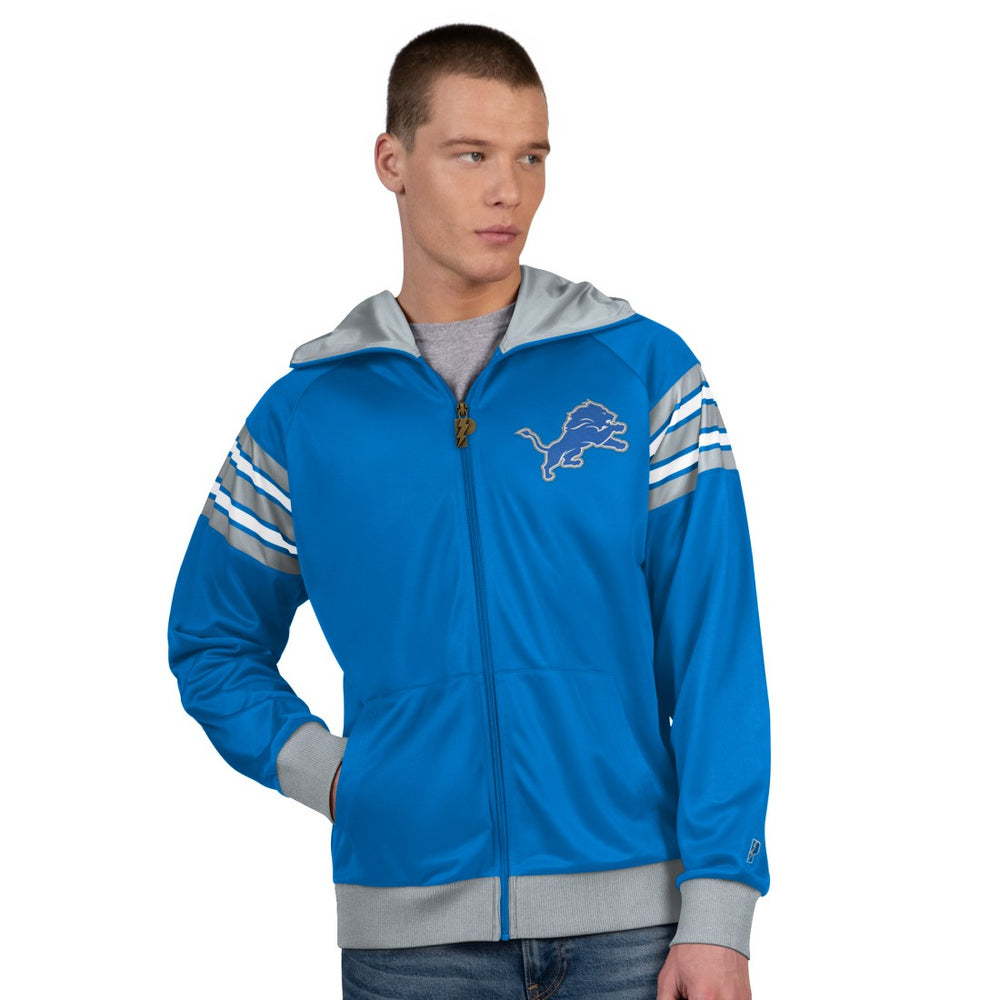 Detroit Lions Pro Player Helmet Full-Zip Hooded Track Jacket Blue/Silver | NFL