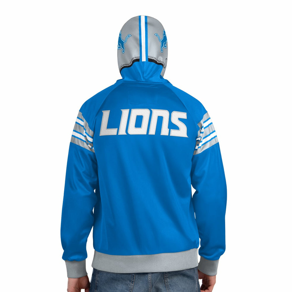 Detroit Lions Pro Player Helmet Full-Zip Hooded Track Jacket Blue/Silver | NFL
