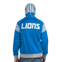 Detroit Lions Pro Player Helmet Full-Zip Hooded Track Jacket Blue/Silver | NFL