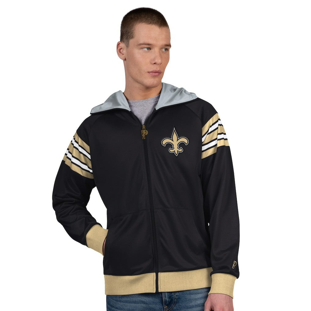 New Orleans Saints Pro Player Helmet Full-Zip Hooded Track Jacket Black/Gold | NFL