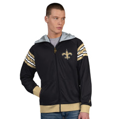 New Orleans Saints Pro Player Helmet Full-Zip Hooded Track Jacket Black/Gold | NFL