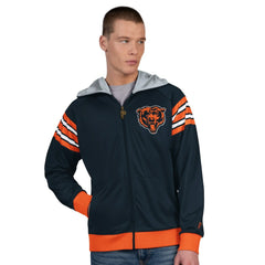 Chicago Bears Pro Player Helmet Full-Zip Hooded Track Jacket Navy/Orange | NFL