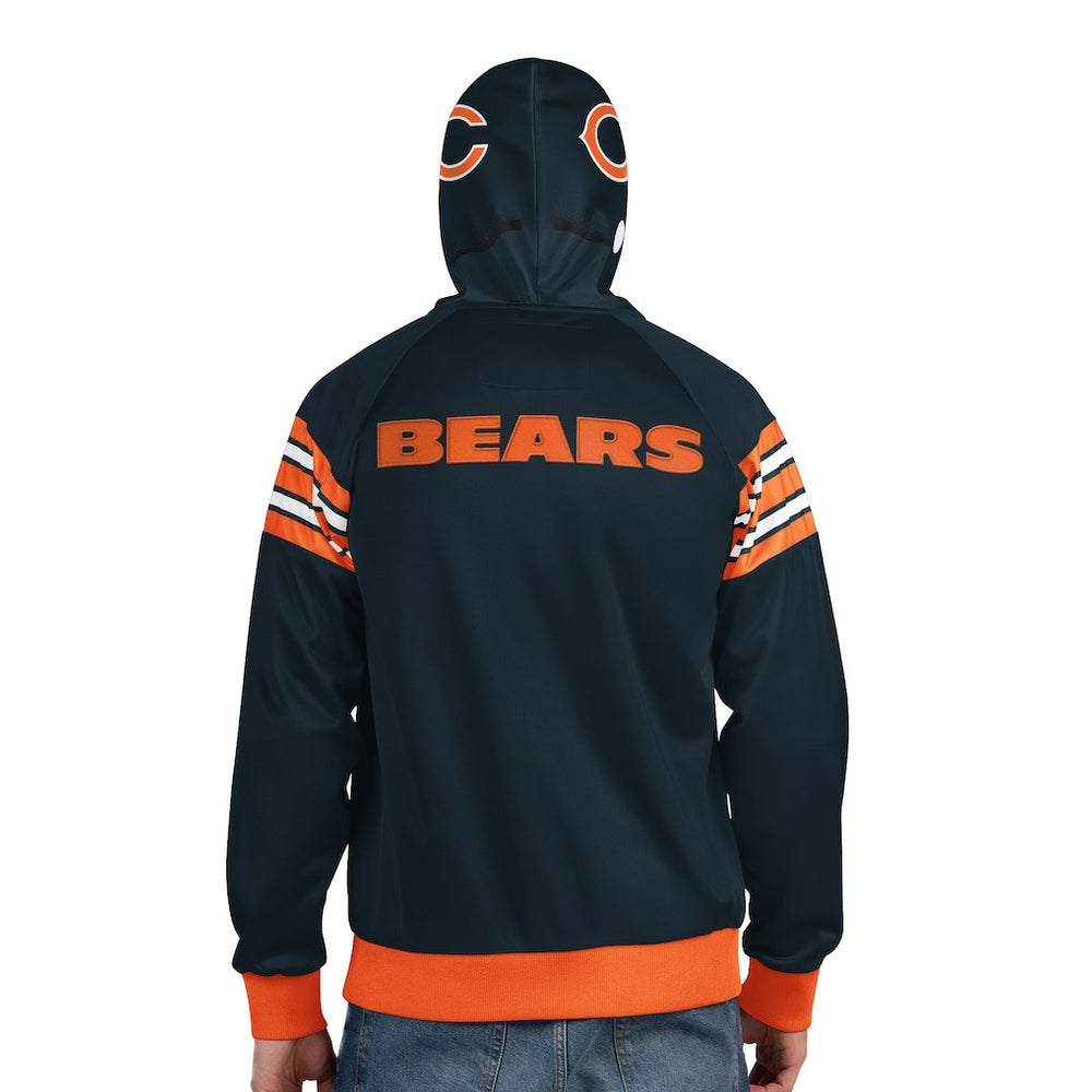 Chicago Bears Pro Player Helmet Full-Zip Hooded Track Jacket Navy/Orange | NFL