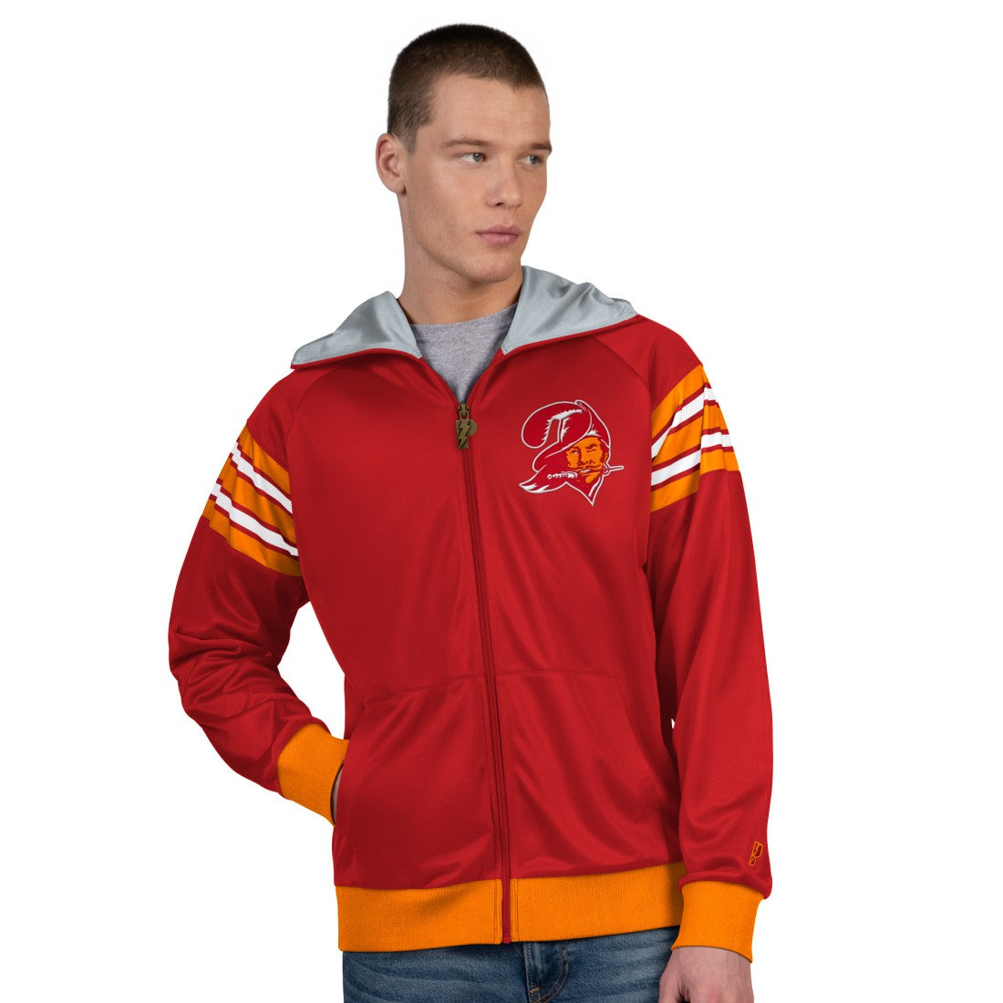 Tampa Bay Buccaneers Pro Player Retro Helmet Full-Zip Hooded Track Jacket Red/Orange | NFL