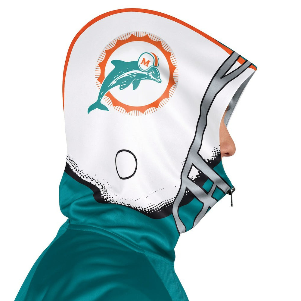 Miami Dolphins Pro Player Retro Helmet Full-Zip Hooded Track Jacket Aqua/Coral | NFL