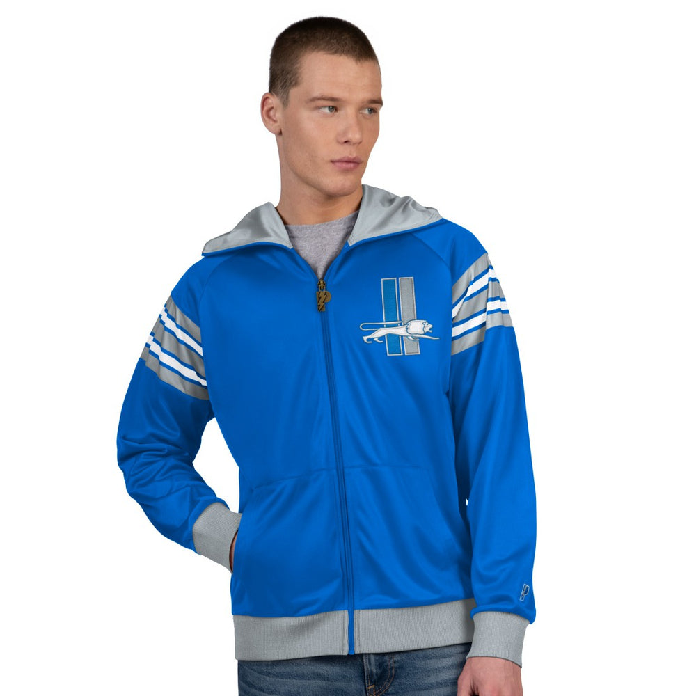 Detroit Lions Pro Player Retro Helmet Full-Zip Hooded Track Jacket Blue/Silver | NFL