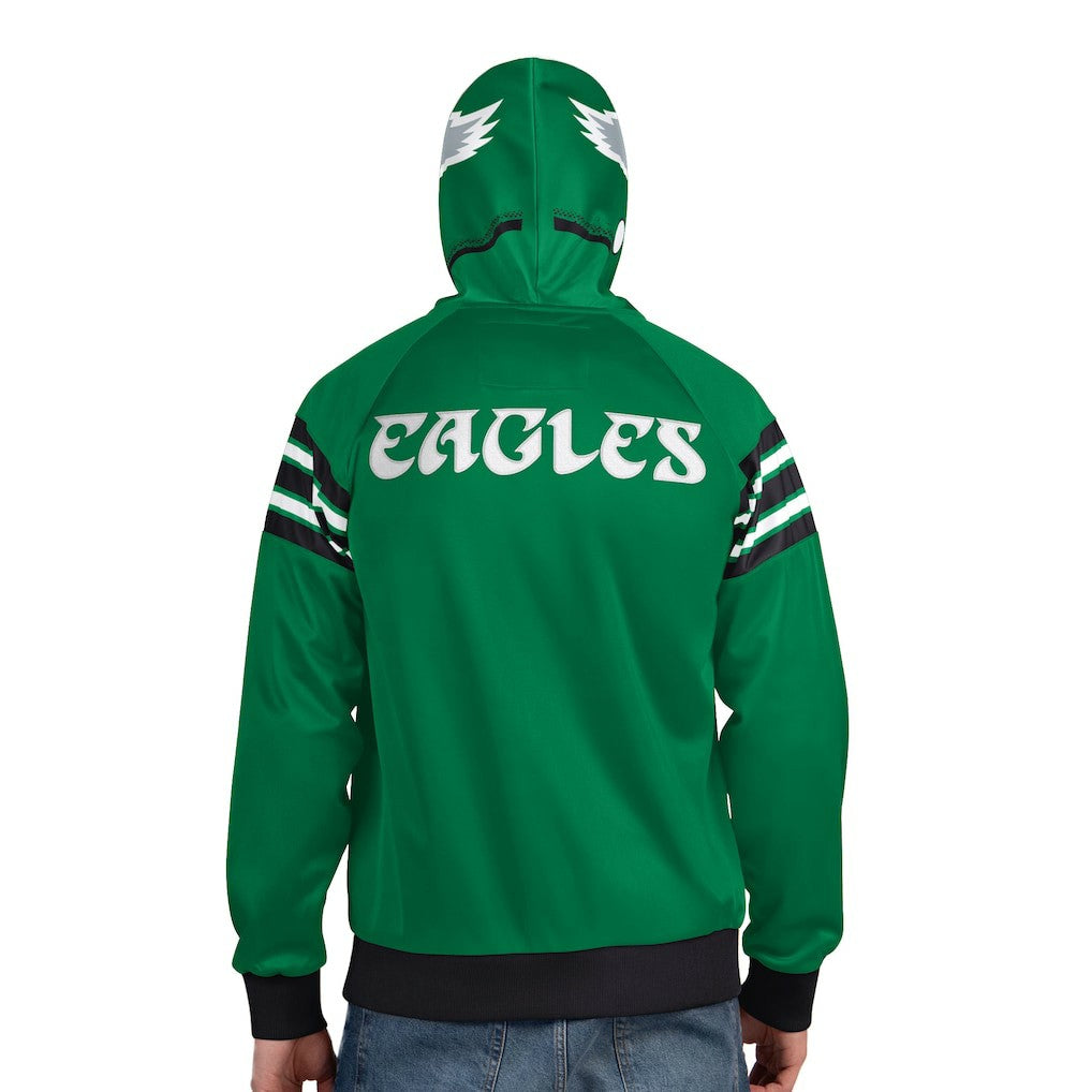 Philadelphia Eagles Pro Player Retro Helmet Full-Zip Hooded Track Jacket Kelly Green/Black | NFL