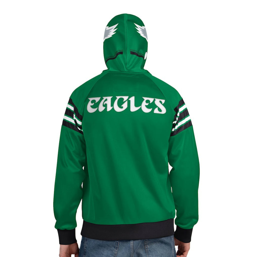 Philadelphia Eagles Pro Player Retro Helmet Full-Zip Hooded Track Jacket Kelly Green/Black | NFL