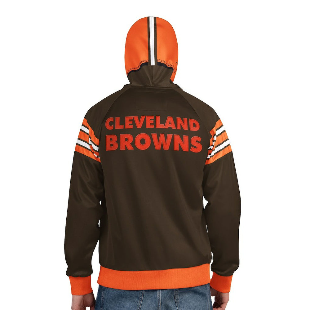 Cleveland Browns Pro Player Retro Helmet Full-Zip Hooded Track Jacket Brown/Orange | NFL