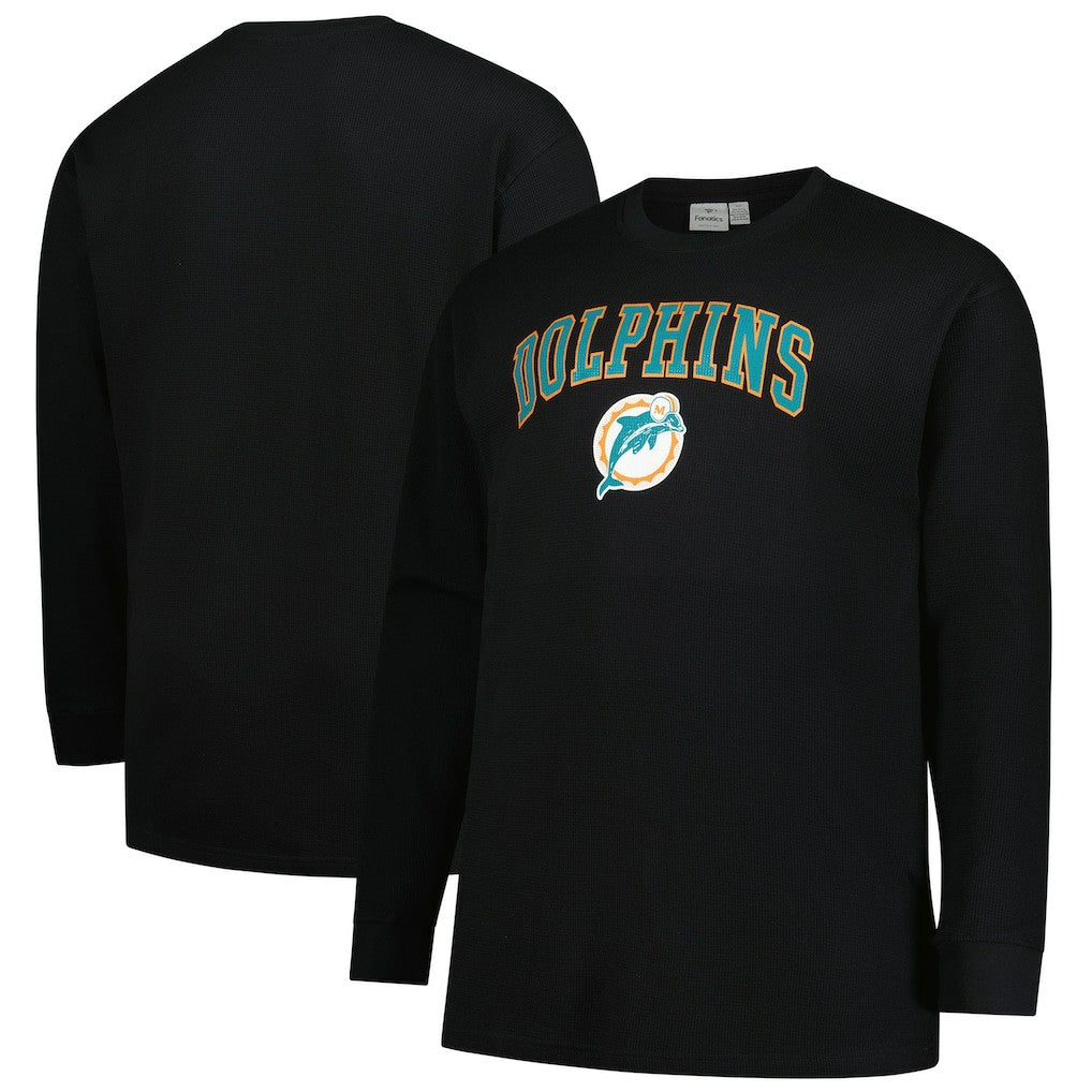 Miami Dolphins Big & Tall Throwback Thermal Long Sleeve T-Shirt Black | Fanatics