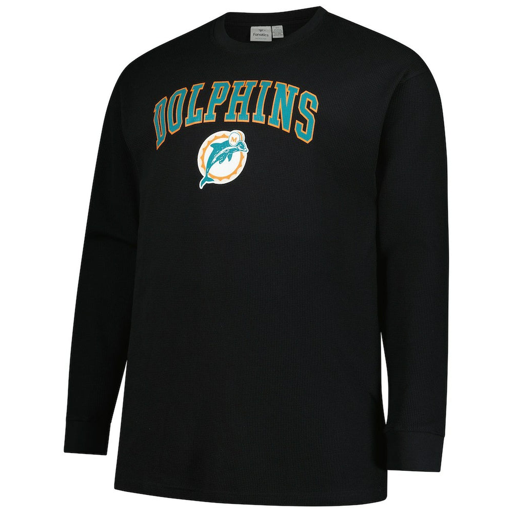 Miami Dolphins Big & Tall Throwback Thermal Long Sleeve T-Shirt Black | Fanatics