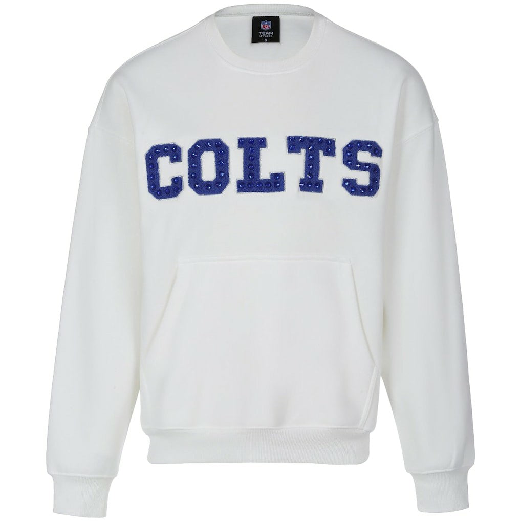Indianapolis Colts Cuce Women's Chenille Jeweled Sweatshirt White | NFL