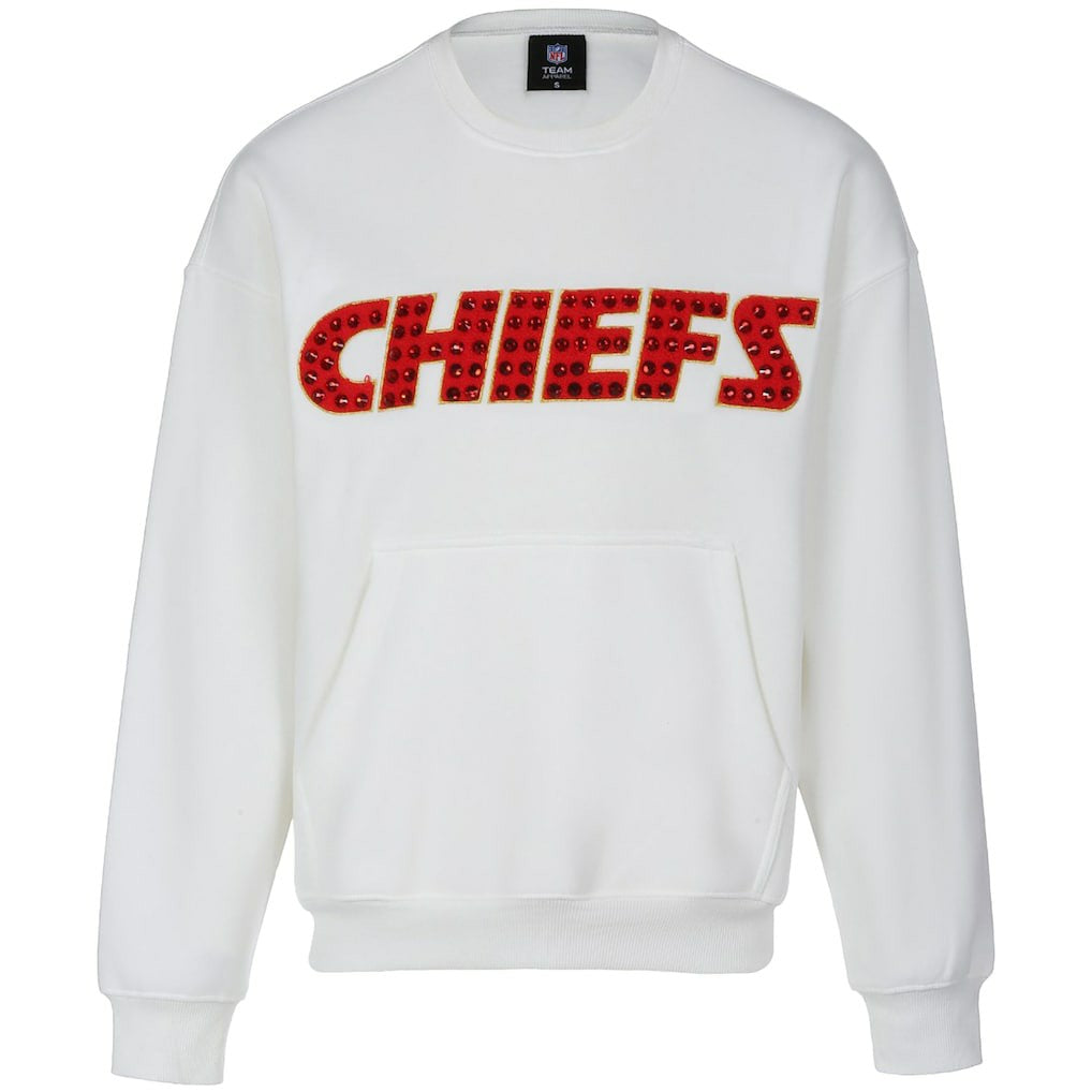 Kansas City Chiefs Cuce Women's Chenille Jeweled Sweatshirt White | NFL