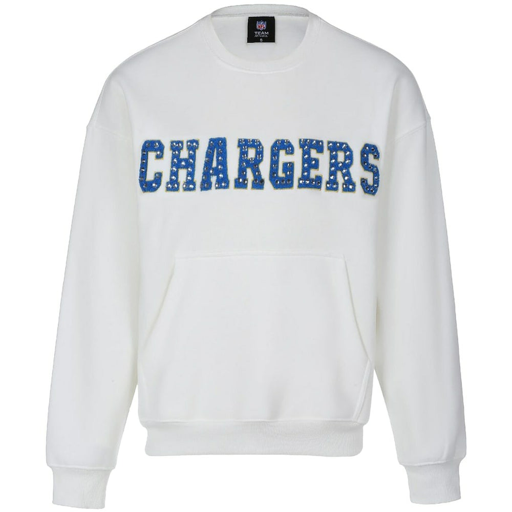 Los Angeles Chargers Cuce Women's Chenille Jeweled Sweatshirt White | NFL