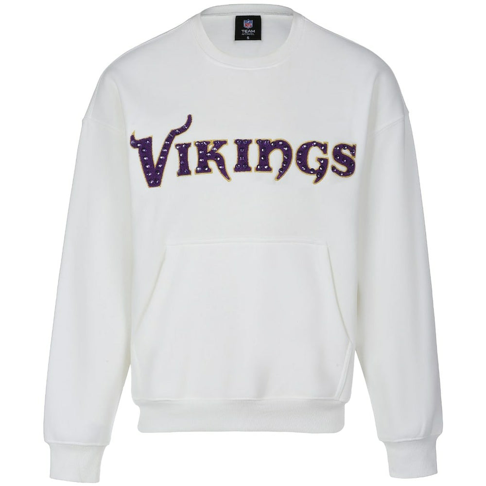 Minnesota Vikings Cuce Women's Chenille Jeweled Sweatshirt White | NFL