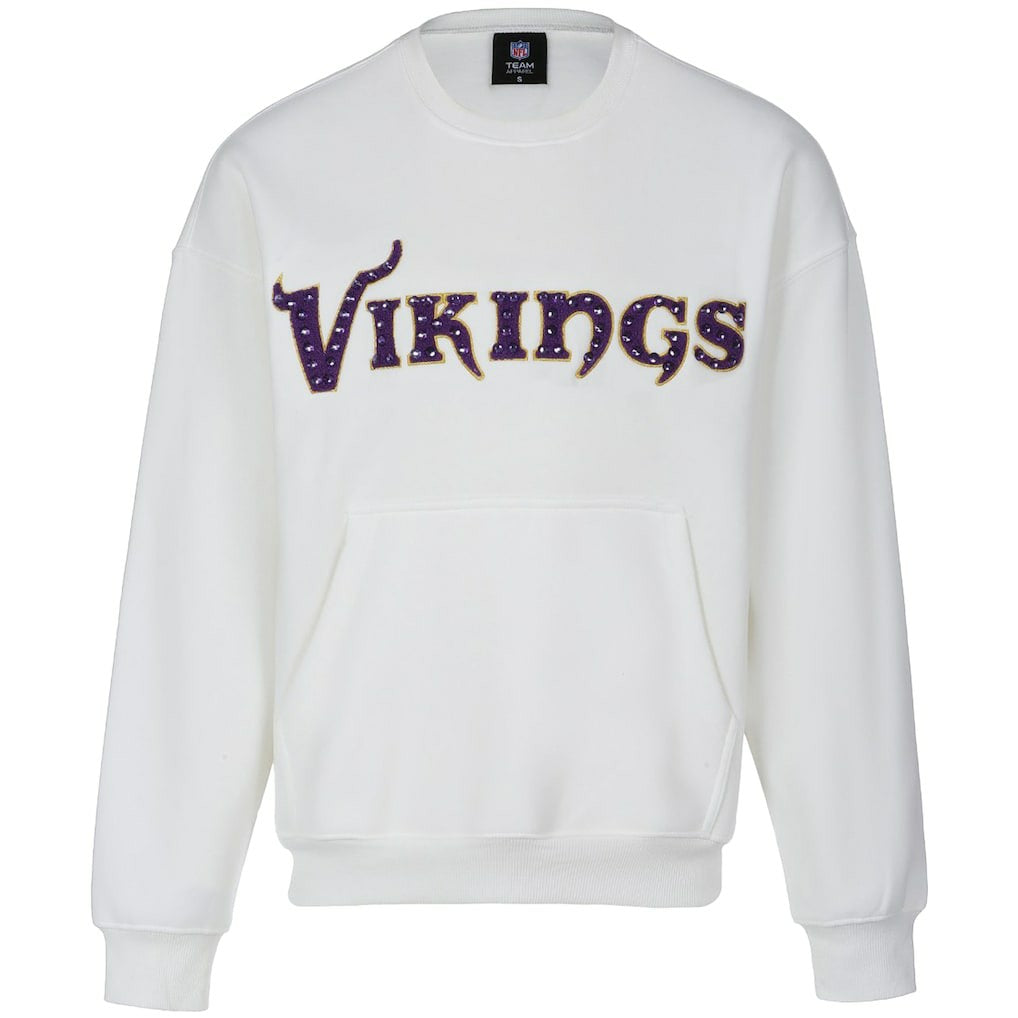 Minnesota Vikings Cuce Women's Chenille Jeweled Sweatshirt White | NFL