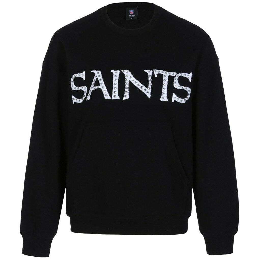 New Orleans Saints Cuce Women's Chenille Jeweled Sweatshirt Black | NFL