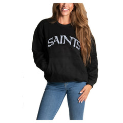 New Orleans Saints Cuce Women's Chenille Jeweled Sweatshirt Black | NFL