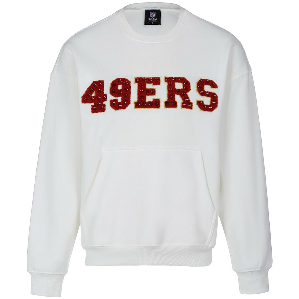 San Francisco 49ers Cuce Women's Chenille Jeweled Sweatshirt White | NFL