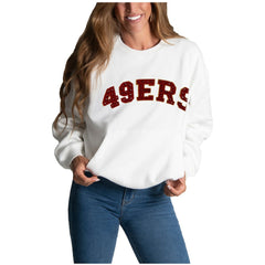 San Francisco 49ers Cuce Women's Chenille Jeweled Sweatshirt White | NFL