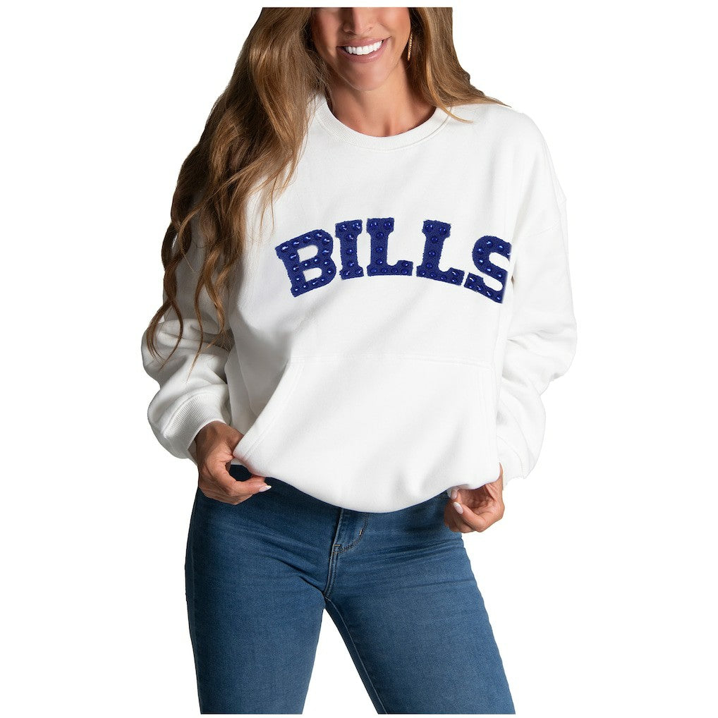 Buffalo Bills Cuce Women's Chenille Jeweled Sweatshirt White | NFL