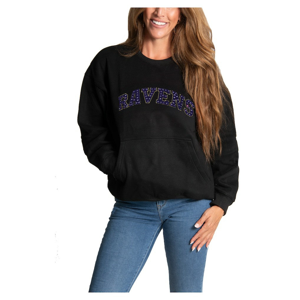 Baltimore Ravens Cuce Women's Chenille Jeweled Sweatshirt Black | NFL