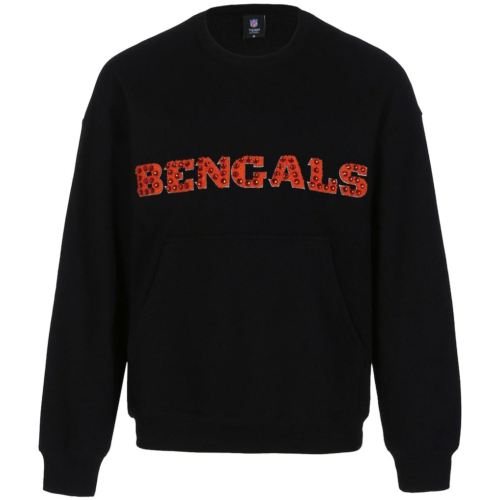 Cincinnati Bengals Cuce Women's Chenille Jeweled Sweatshirt Black | NFL