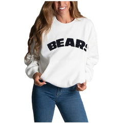 Chicago Bears Cuce Women's Chenille Jeweled Sweatshirt White | NFL
