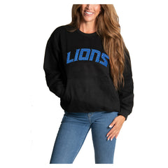 Detroit Lions Cuce Women's Chenille Jeweled Sweatshirt Black | NFL