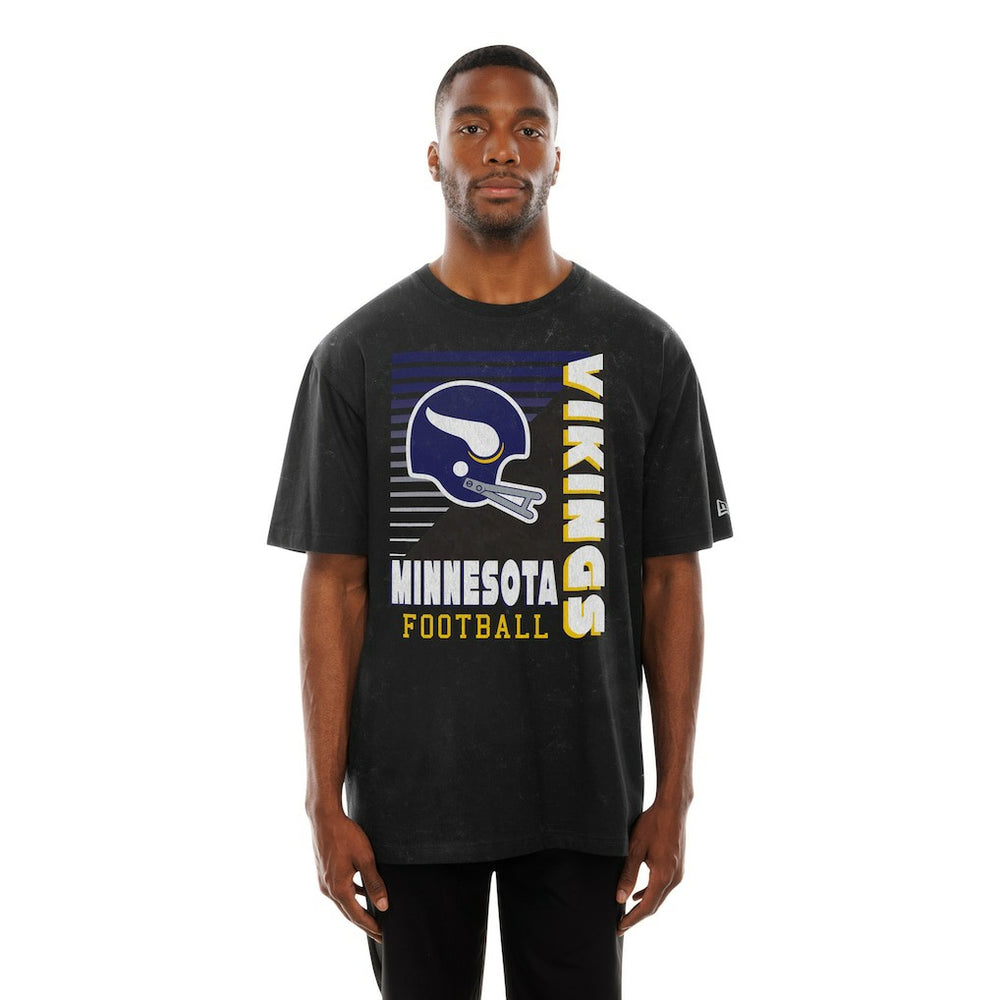 Minnesota Vikings New Era Retro Logo Enzyme Washed Oversized T-Shirt Black | NFL