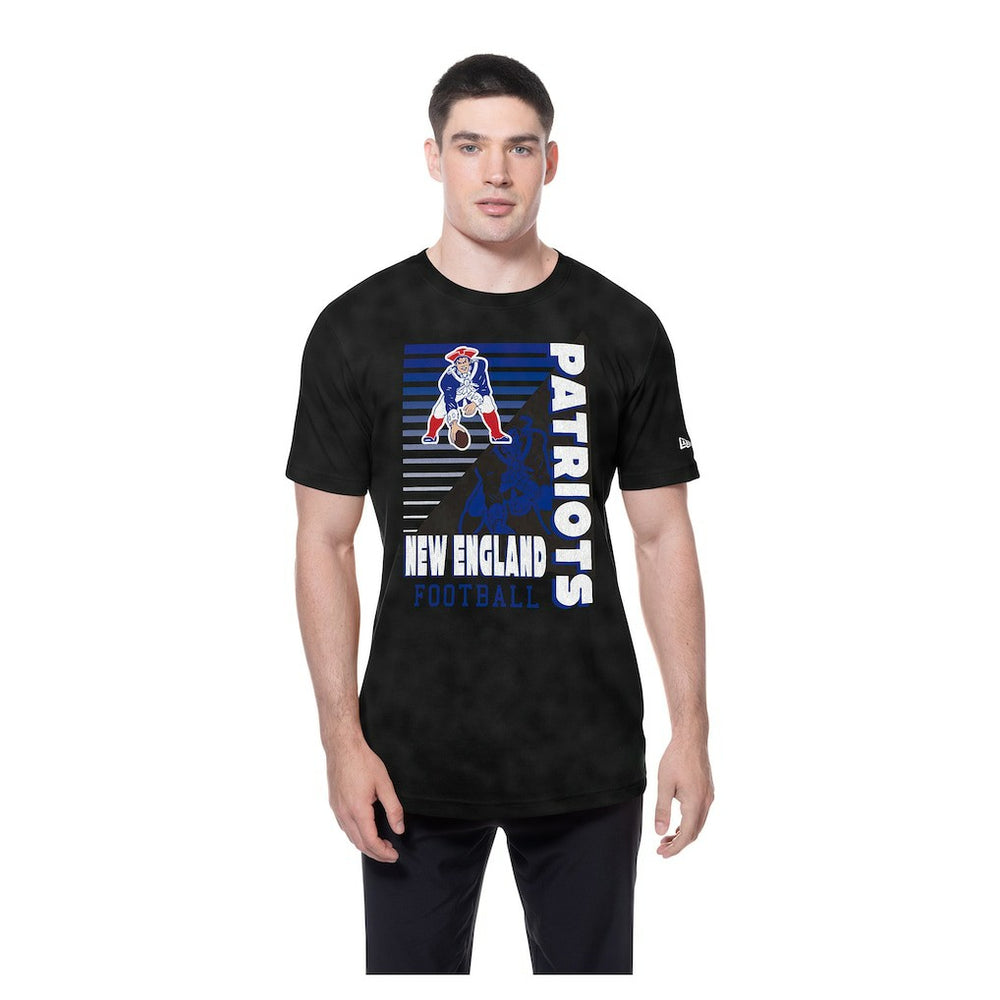 New England Patriots New Era Retro Logo Enzyme Washed Oversized T-Shirt Black | NFL
