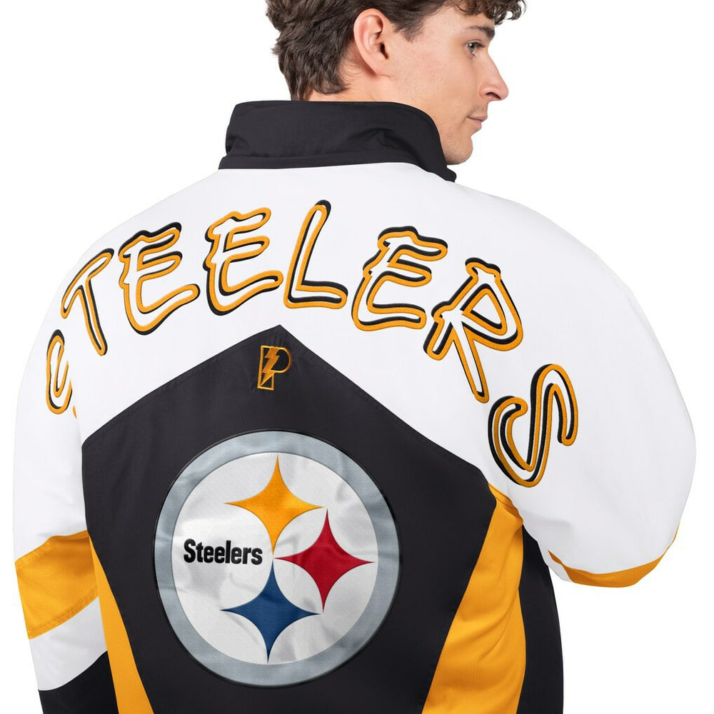 Pittsburgh Steelers Pro Player Shoulder To Shoulder Polyfill Full-Zip Hooded Jacket Black/Gold | NFL