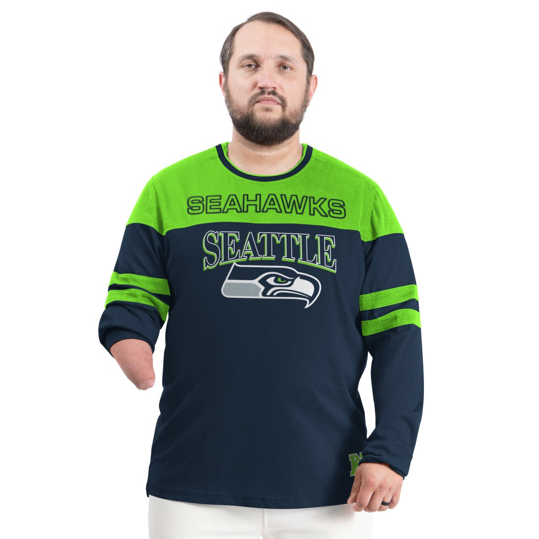 Seattle Seahawks G-III Sports by Carl Banks Adaptive Outlast Long Sleeve T-Shirt College Navy/Neon Green | NFL