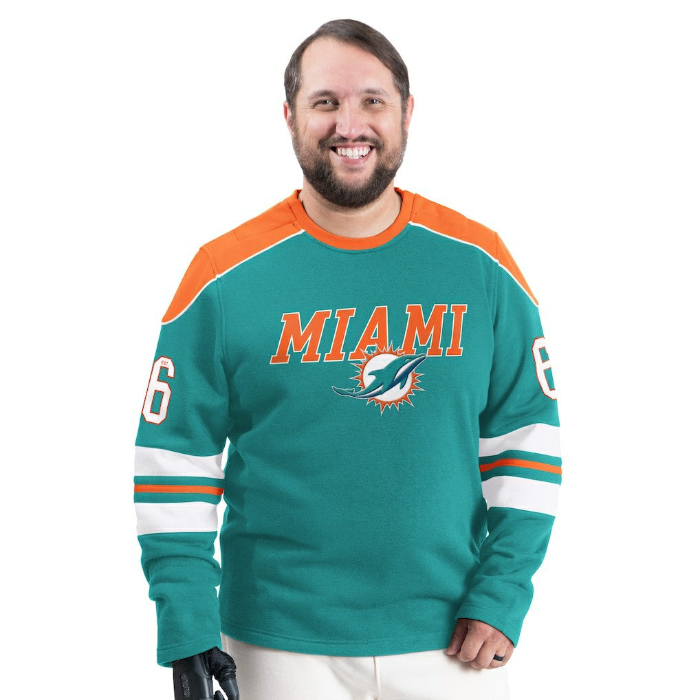 Miami Dolphins G-III Sports by Carl Banks Adaptive Lord Stanley Crewneck Sweatshirt Aqua | NFL