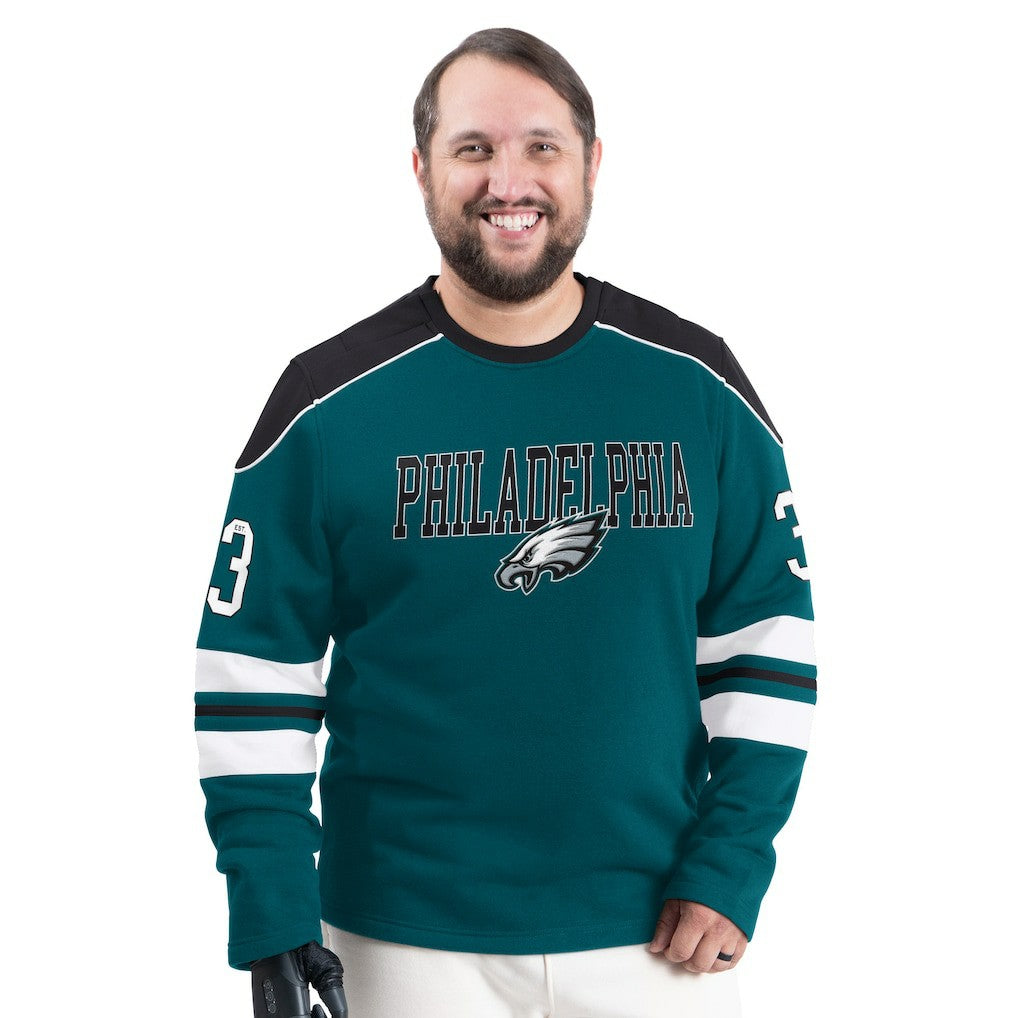 Philadelphia Eagles G-III Sports by Carl Banks Adaptive Lord Stanley Crewneck Sweatshirt Midnight Green | NFL