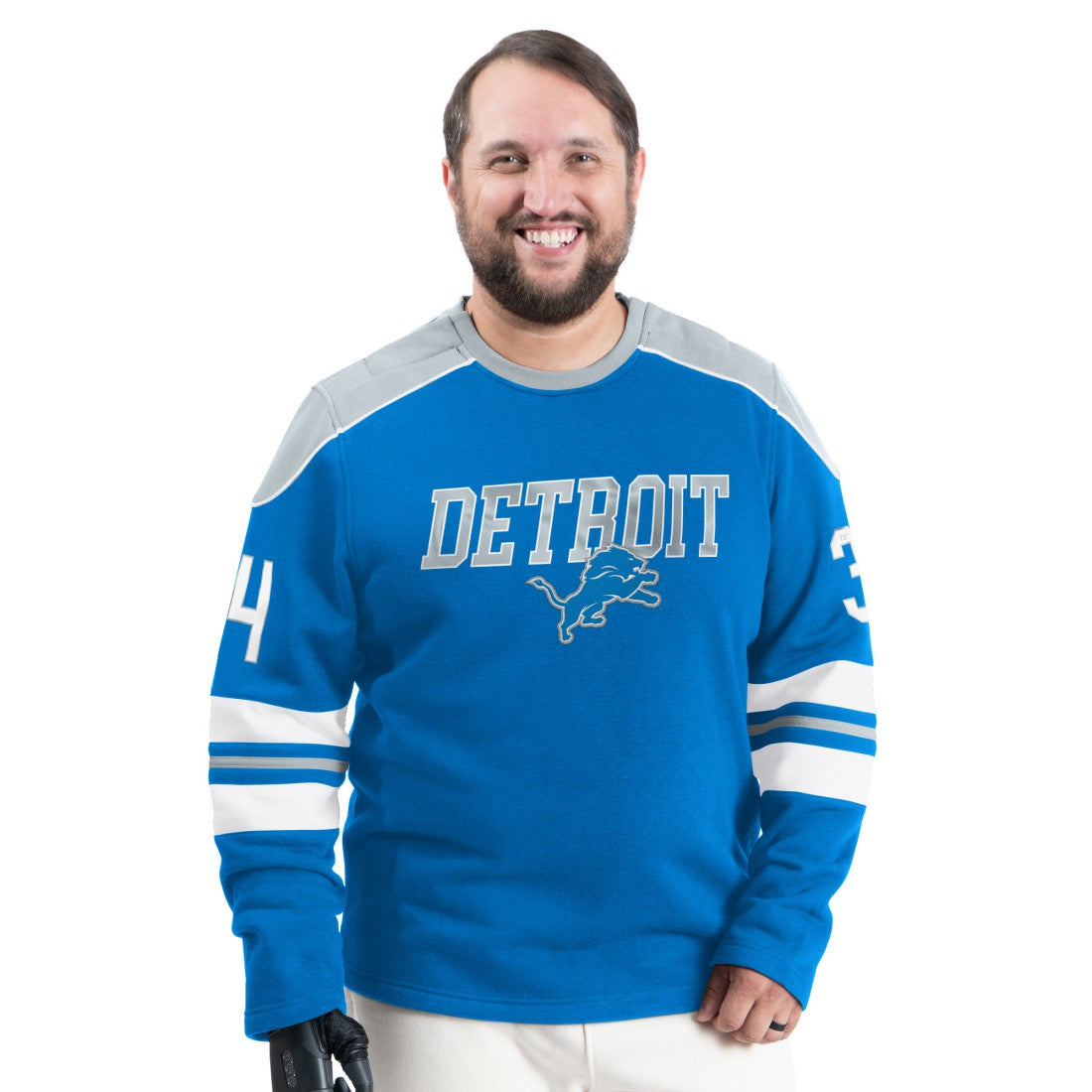 Detroit Lions G-III Sports by Carl Banks Adaptive Lord Stanley Crewneck Sweatshirt Blue | NFL