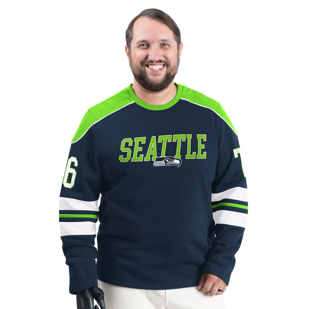 Seattle Seahawks G-III Sports by Carl Banks Adaptive Lord Stanley Crewneck Sweatshirt College Navy | NFL
