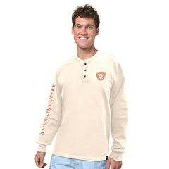 Las Vegas Raiders Margaritaville Five O'Clock Henley Long Sleeve T-Shirt Cream | NFL