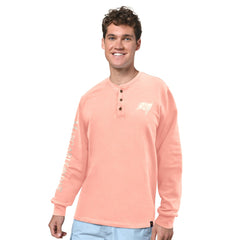 Tampa Bay Buccaneers Margaritaville Five O'Clock Henley Long Sleeve T-Shirt Coral | NFL