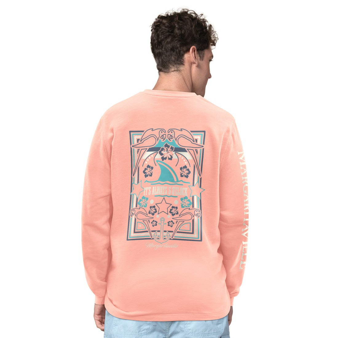 Tampa Bay Buccaneers Margaritaville Five O'Clock Henley Long Sleeve T-Shirt Coral | NFL