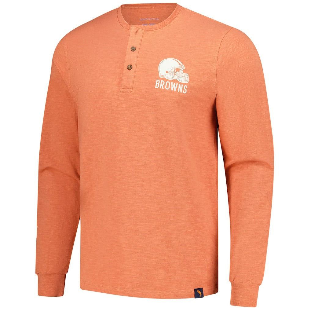 Cleveland Browns Margaritaville Five O'Clock Henley Long Sleeve T-Shirt Coral | NFL